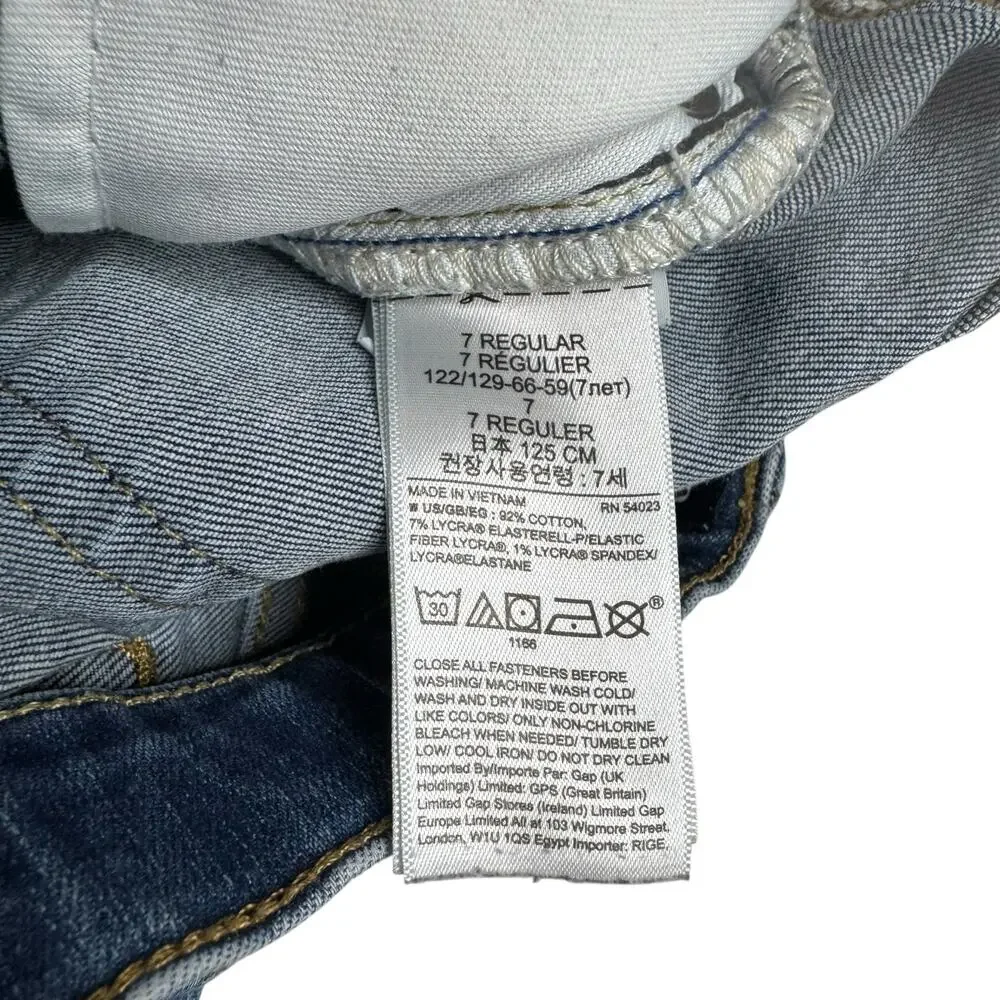 GAP Kids Regular Stretch Slim Leg Jeans Size 7 Boys Adjustable Waist Cotton